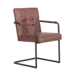 Industrial Dark Brown Tech Fabric Cantilever Armchair with Carbon Steel Base - Modern Ergonomic Design