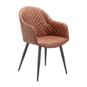 Industrial Dark Brown Tech Fabric Armchair with Carbon Steel Frame - Durable Cafe Chair