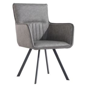 Industrial Dark Gray Tech Leather Armchair with Carbon Steel Frame - Modern Vintage Office Chair