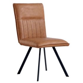 Industrial Brown Tech Leather Armless Chair with Carbon Steel Base - Commercial Grade Seating