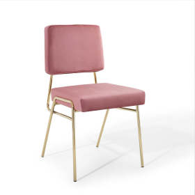 Modern Pink Velvet Armless Dining Chair with Gold-Plated Metal Legs - Glamorous Style