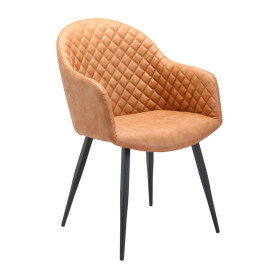 Industrial Light Brown Tech Fabric Armchair with Carbon Steel Legs - Modern Vintage Style
