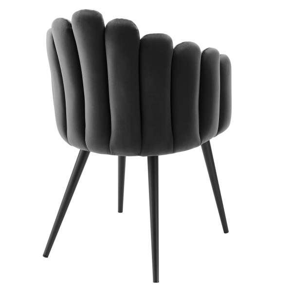 Modern Charcoal Grey Velvet Armchair with Carbon Steel Legs