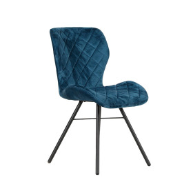 Modern Navy Blue Velvet Armless Dining Chair with Carbon Steel Legs