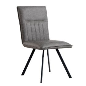 Industrial Gray Tech Leather Armless Chair with Carbon Steel Base - Modern Minimalist Design