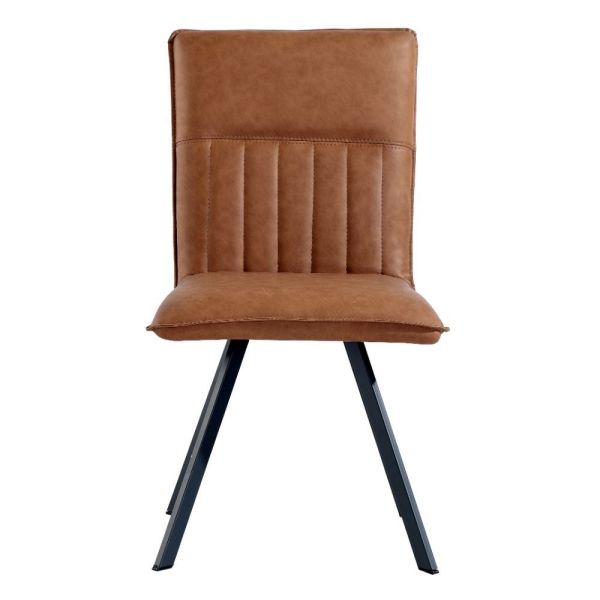 Industrial Brown Tech Leather Armless Chair with Carbon Steel Base - Commercial Grade Seating
