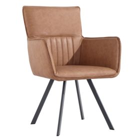 Industrial Brown Tech Leather Armchair with Carbon Steel Base - Vintage Modern Design