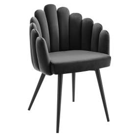 Modern Charcoal Grey Velvet Armchair with Carbon Steel Legs