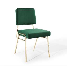 Gold-Foot Modern Green Velvet Armless Dining Chairs – Elegant & Contemporary