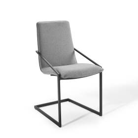 Modern Light Gray Fabric Cantilever Dining Chair with Carbon Steel Legs