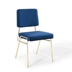 Gold-Foot Modern Navy Blue Velvet Dining Chairs – Armless Luxury