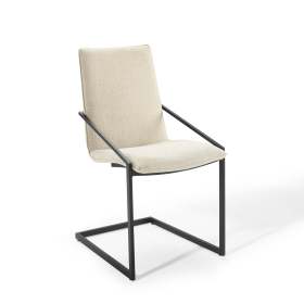 Carbon Steel Cantilever Dining Chairs – Beige Fabric Modern Design