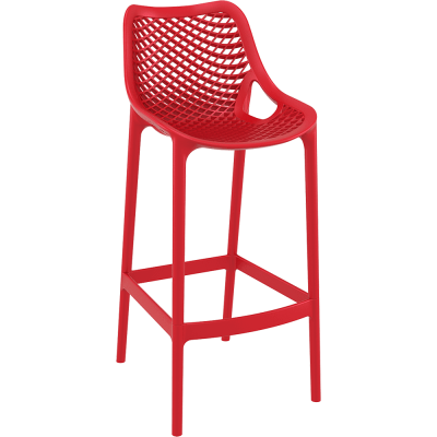 Red Polypropylene Air Bar Stool - Ventilated & Stylish Counter Height Seating