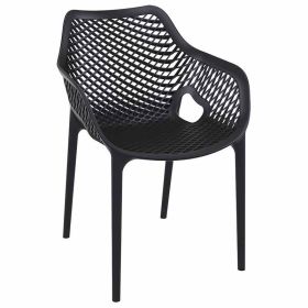 Stackable Black Polypropylene Plastic Arm Air Chair - Sleek Comfort and Space - Saving
