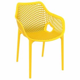 Stackable Yellow Polypropylene Plastic Arm Air Chair - Style, Comfort, and Space - Saving in One