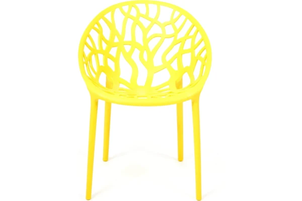 Stackable Yellow Plastic Garden Armchair - Weather-Resistant Outdoor Seating