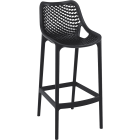 Black Polypropylene Air Bar Stool - Sleek & Breathable Counter Height Seating