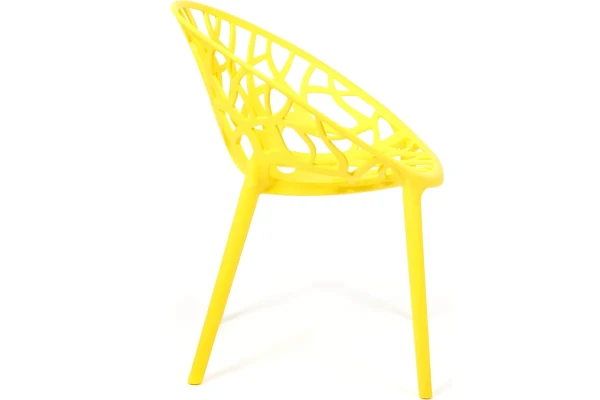 Stackable Yellow Plastic Garden Armchair - Weather-Resistant Outdoor Seating