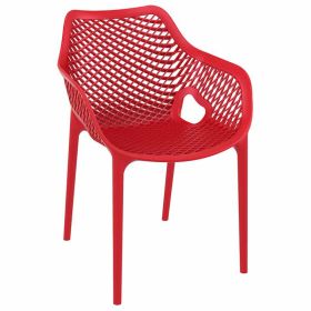Stackable Red Polypropylene Plastic Arm Air Chair - Style, Comfort, and Space - Saving