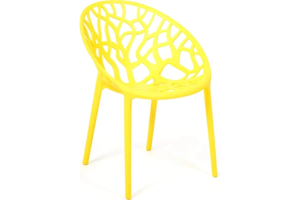 Stackable Yellow Plastic Garden Armchair - Weather-Resistant Outdoor Seating