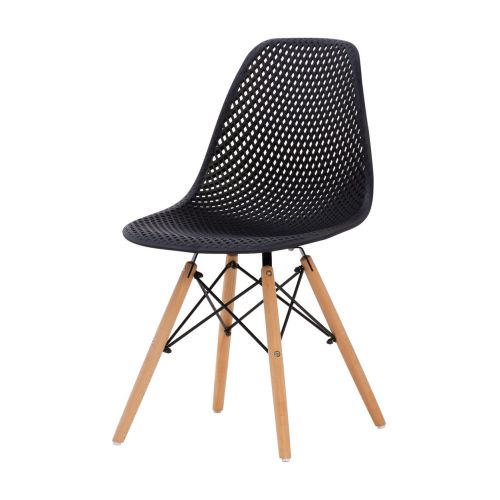 Hollowed Polypropylene Seat Beech Legs Armless Chair - Comfortable & Stylish Seating Option