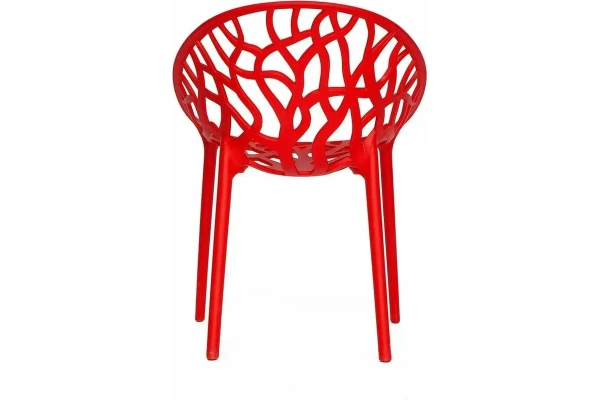 Stackable Red Plastic Garden Armchair - Bold & Durable Outdoor Seating Solution
