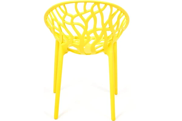 Stackable Yellow Plastic Garden Armchair - Weather-Resistant Outdoor Seating