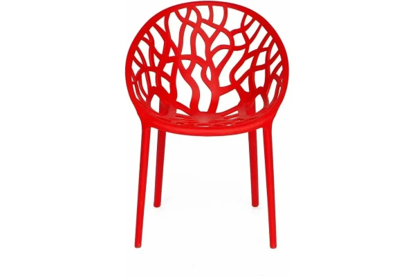 Stackable Red Plastic Garden Armchair - Bold & Durable Outdoor Seating Solution