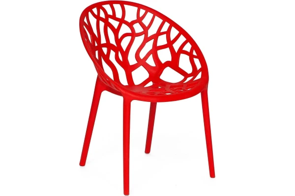 Stackable Red Plastic Garden Armchair - Bold & Durable Outdoor Seating Solution