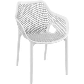 Stackable White Polypropylene Air Chair with Arms – Lightweight & Space-Saving