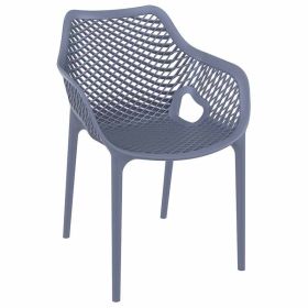 Stackable Gray Polypropylene Armchair with Air Design – Space-Saving & Durable