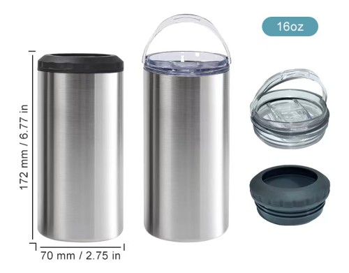CN Warehouse 16oz Sublimation Stainless Steel 4 in 1 Can Cooler