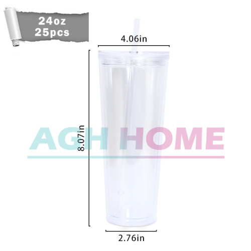 USA warehouse BPA Free Double Wall snow globe 24oz Clear Plastic Cups 25pcs/case