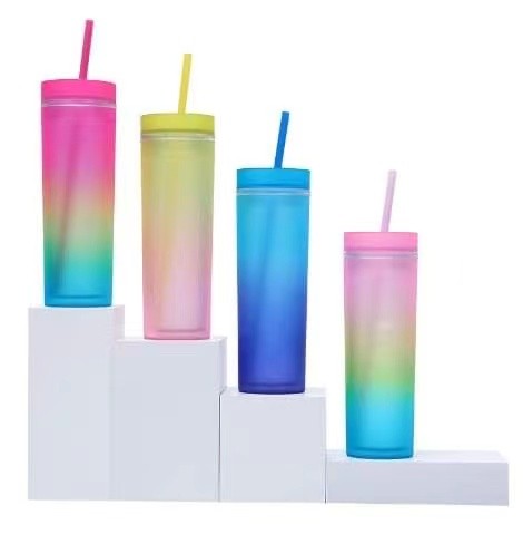 China warehouse 16oz Frosted Ombre Acrylic Tumbler