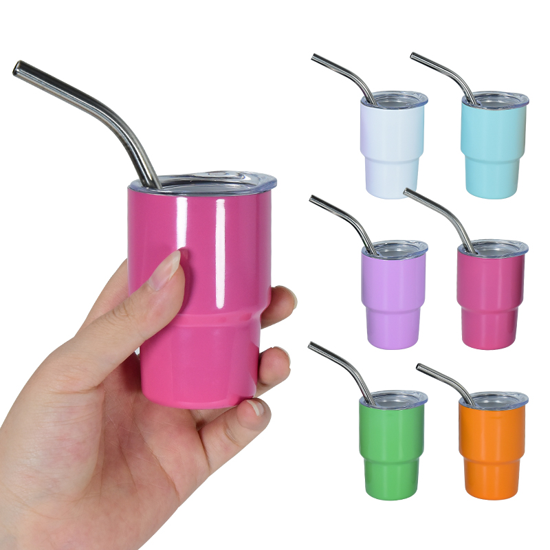 US$ 310.00 - RTS USA warehouse 3oz sub mini shot glass tumbler with metal  straw mixed colors 108PCS 
