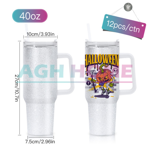 CN Warehouse 40oz Sublimation White Glitter mug with Handle