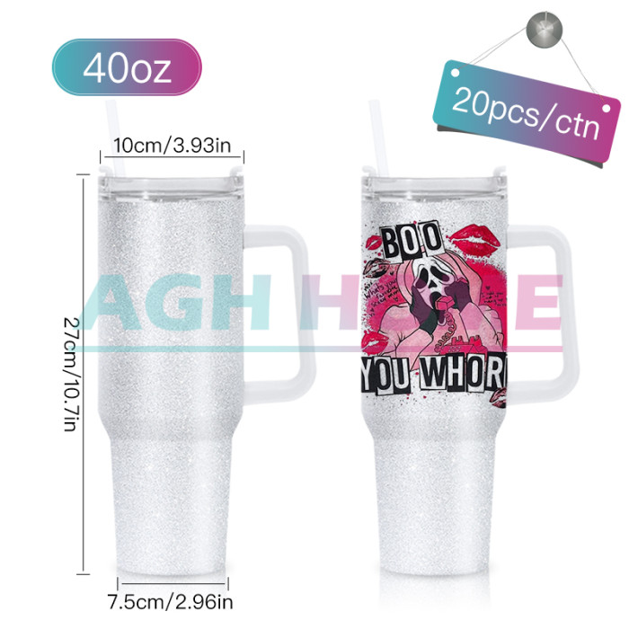 CN Warehouse 40oz Sublimation White Glitter mug with Handle