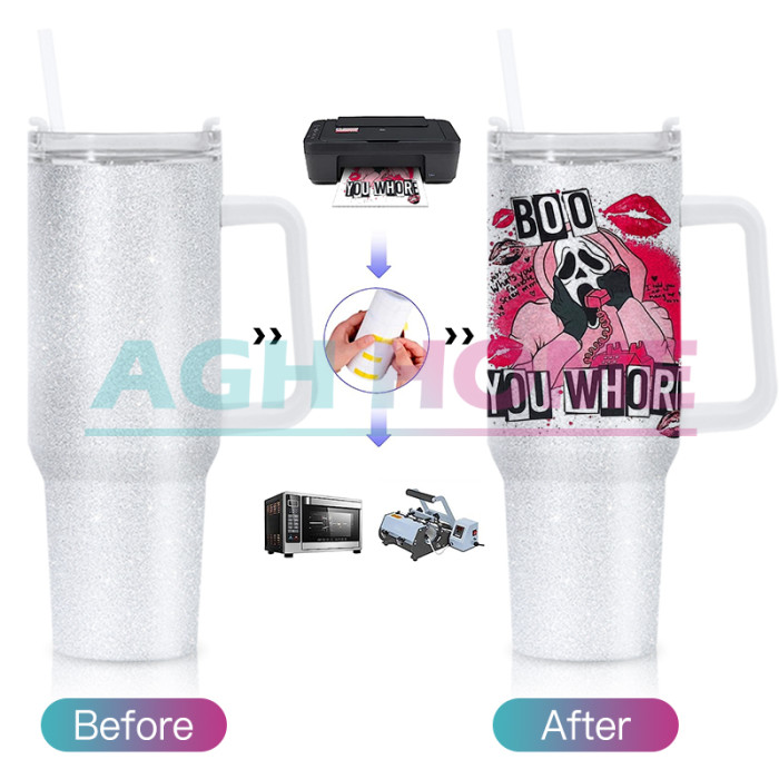 CN Warehouse 40oz Sublimation White Glitter mug with Handle