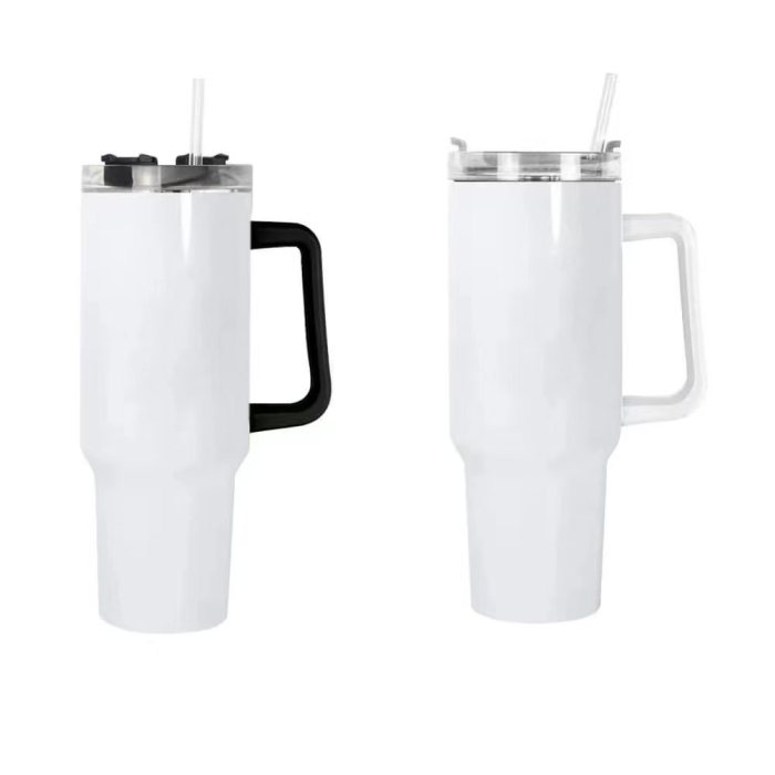 RTS US Warehouse 40oz Sublimation Tumbler Mixed White and Black Handle 12pcs