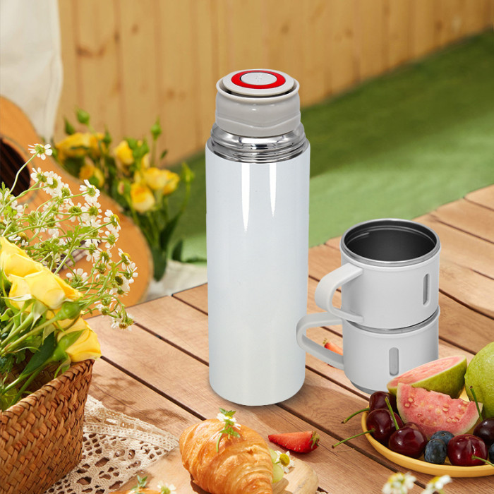 US Warehouse Sublimation White Stainless Steel Insulated Water Bottle with Three Cups 500ml 24pcs/CTN