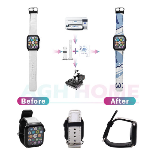 China warehouse 38/40mm or 42/44mm Sublimation PU Watch Band