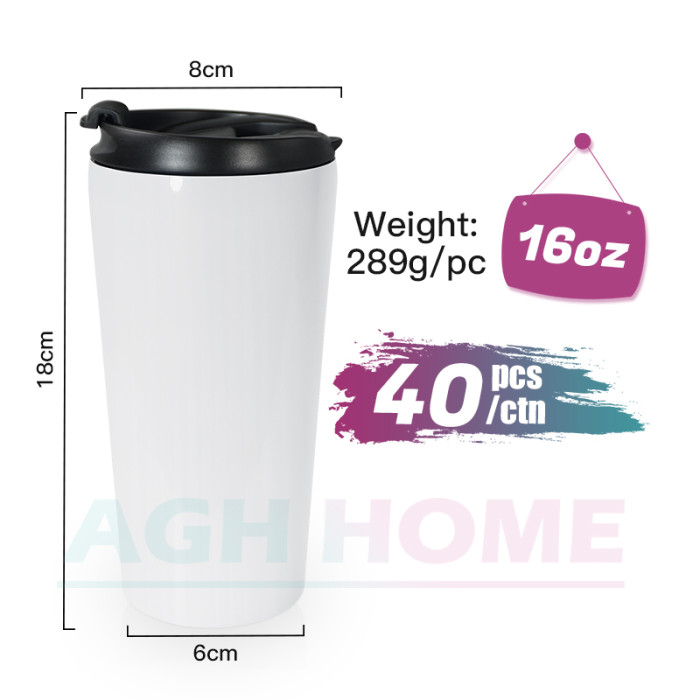 China warehouse 16oz Sublimation Coffee Mug with screw lid