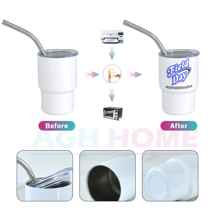 USA Warehouse RTS 3oz Sublimation White to Green Glow in the dark Shot Glass Tumblers 108PCS