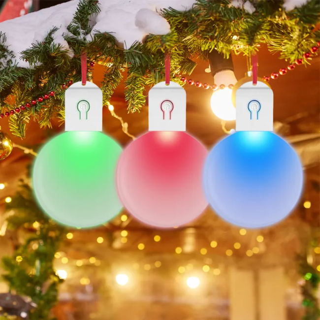 China warehouse shipped by air 3 inches Christmas Light Ornaments with Battery 50pcs/carton