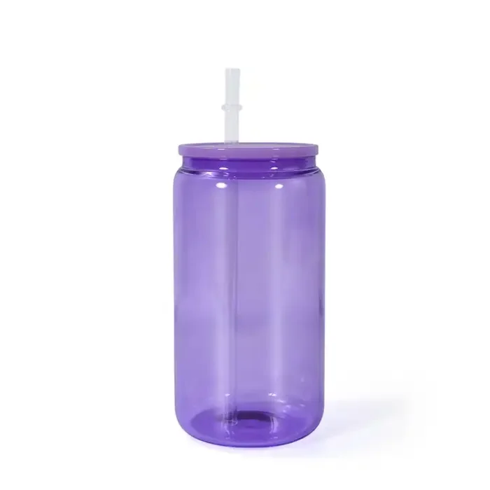 50pcs US Warehouse CLEARANCE 16oz Sublimation Colorful Glass beer can with Colorful Plastic lids