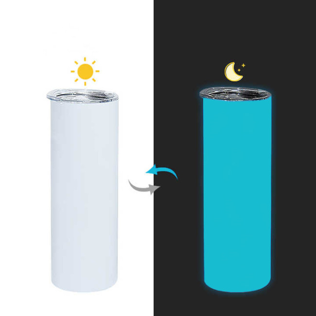RTS USA Warehouse Glow In Dark to Blue 20oz Sublimation Straight Skinny Tumbler