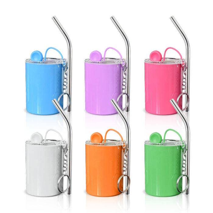 USA warehouse 3oz sublimation shot tumbler with metal straw and keychains