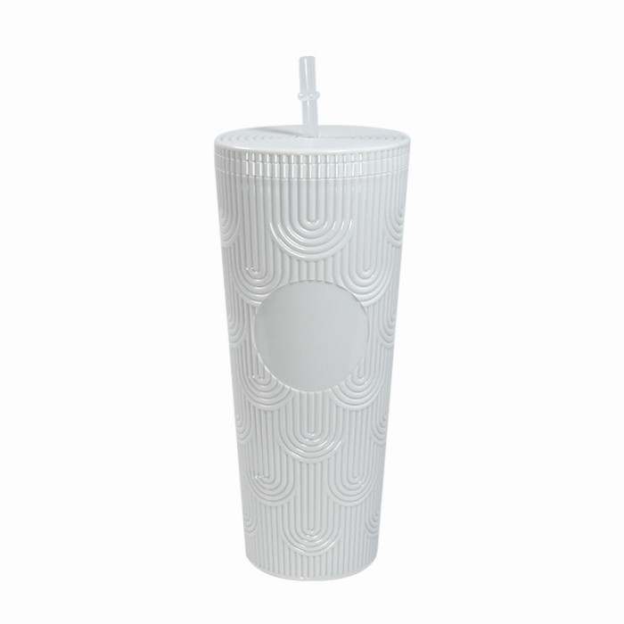 RTS US warehouse 24oz double wall studded colorful plastic cups with straw and lid  24pcs/carton