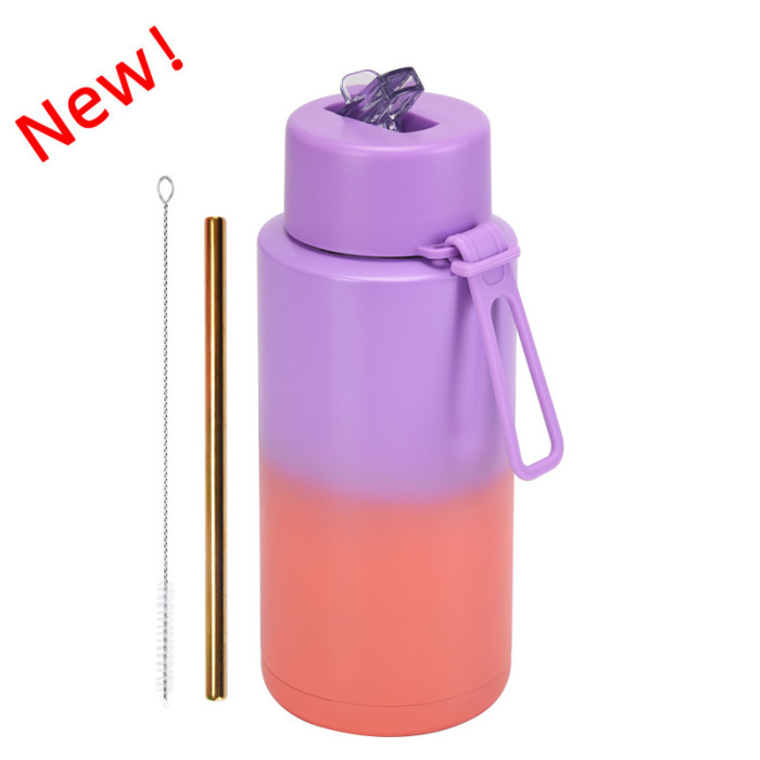 [China warehouse] 34oz/1000ml US style stainless steel water bottle with portable handle (mixed color) 25pcs/carton