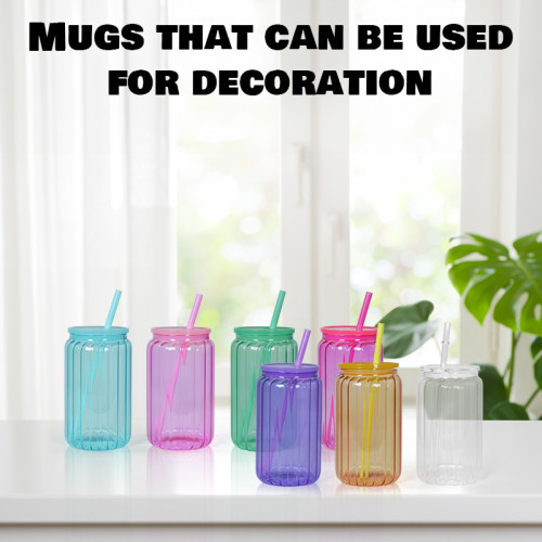 USA warehouse new design 16oz single wall sublimation Ribbed inner wall glass can 25pcs/carton